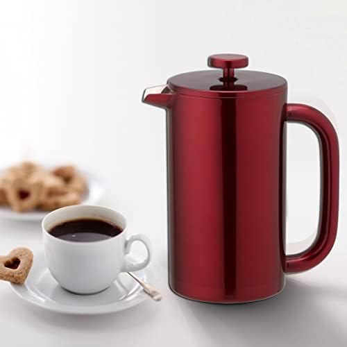 8-Cup Double Wall Insulated Stainless Steel French Coffee Press, 32-Ounce Durable Coffee Tea Maker with Stainless Steel Plunger, Copper
