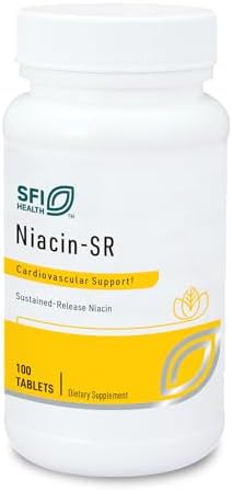SFI Health Klaire Labs Niacin-SR, 100 Scored Tablets | 500 Milligrams Sustained Release Essential Vitamin B3 to Help Avoid Flush