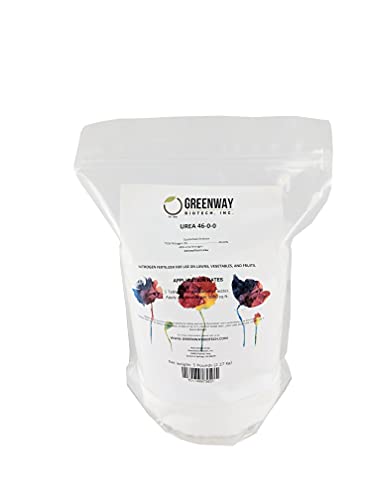 Greenway Biotech Urea Fertilizer Plant Food - High Efficiency 46% Nitrogen 46-0-0 for Indoor, Outdoor Plants - Prilled Aqua Regia Gold Refining 99.9% Water Soluble Garden Lawn Fertilizer- 1 Pound