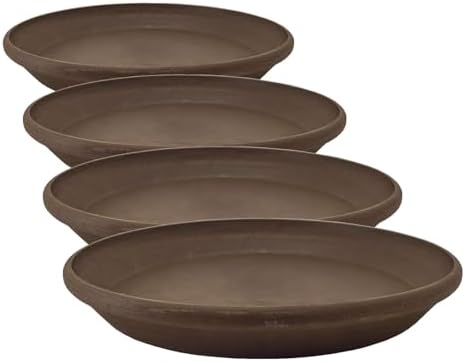 PSW Pot Collection AP25DC 10-inch Plastic/Stone/Wood Composite Plant Saucer Drip Tray – No Drainage Hole (Drillable), Indoor/Outer Water Tray, Dark Charcoal
