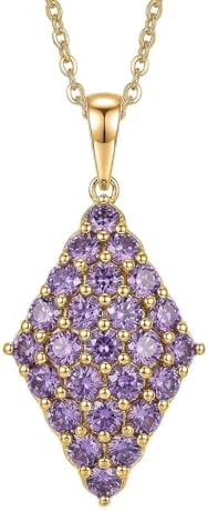 Amethyst Color Cubic ZirconiaPendant Steel Necklace 20"