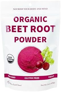 Chérie Sweet Heart Organic Beet Root Powder – Raw, Non-GMO, 1 LB – Natural Energy Boost, Supports Circulation, Detox, & Heart Health – Vegan, Gluten-Free