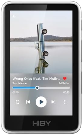 HiBy Music R1 Bluetooth MP3 Player with Touchscreen, Hi-Res Audio & Wireless Dual Certified, Supports Tidal & Qobuz Streaming, LDAC, Expandable Storage up to 2TB, 15-Hour Playtime