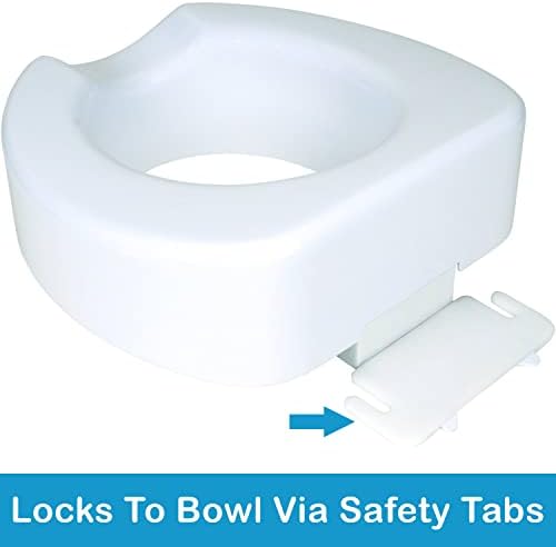 Carex Toilet Seat Riser with Quick-Lock, Raised Plastic Toilet Seat Adds 4” of Height - Fits Most Standard Round & Elongated Toilets