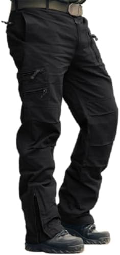CRYSULLY Mens Tactical Cargo Pants Ripstop Cotton Military Hiking Work