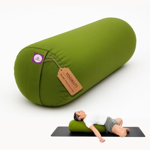Yogikuti Iyengar Yoga Bolster for Restorative Yoga and Meditation – Lightweight Cotton Support Pillow with Handle for Easy Carry
