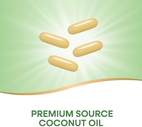 Nature's Way Coconut Oil Softgels, 4, 000 mg Coconut Oil per Serving, 120 ct | 62% MCTs(1), Hexane-Free, Gluten-Free