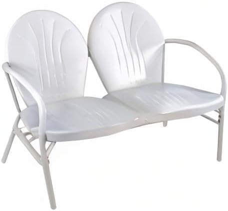 47-Inch Outdoor Retro Tulip Steel Loveseat, White
