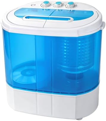 SUPER DEAL Small Portable Washing Machine 9.9lb Mini Compact Washer Twin Tub Laundry Machine Top Load Spinning and Washing Combo 6.57 FT Inlet