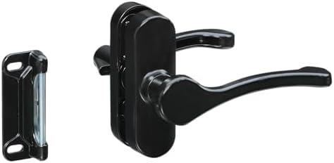 National Hardware Lever Latch, 1-3/4" Hole Spacing, Zinc Die-Cast, Black | Replacement Handle Set for Screen and Storm Doors with Interior Locking Lever and Mounting Screws Included