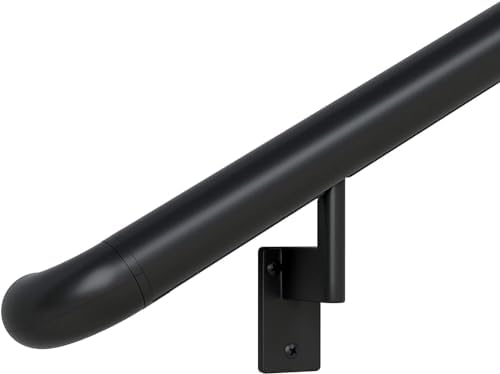 Promenaid Silver 5ft ADA Handrail Kit - Complete Indoor/Outdoor Stair Handrail - 1.6" Round Satin-Anodized Aluminum Railing with 3 Silver Painted