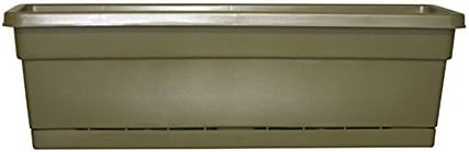 Southern Patio 30" Rolled Rim Window Box with Attached Tray, Terra Cotta