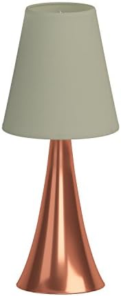 Simple Designs LT2014-WHT-2PK Valencia Brushed Nickel Mini Touch Table Lamps with Fabric Shades, White (Pack of 2)