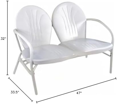 47-Inch Outdoor Retro Tulip Steel Loveseat, White
