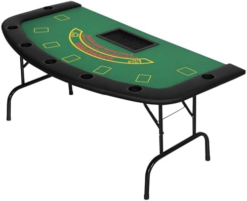Soozier Poker Table Foldable Blackjack Table for 7 Players 72" Green Felt