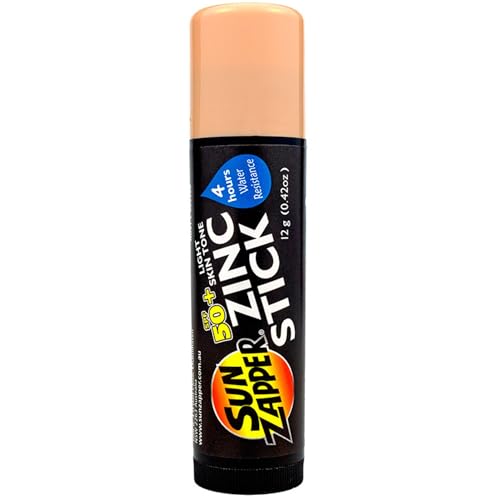 Sun Zapper Zinc Oxide Sunscreen Stick SPF 50+ Light Skin Tone – Mineral Sunscreen for Face and Body, Water Resistant Sunblock for Sensitive Skin,Travel Size 12g (0.42 oz), Australian Made