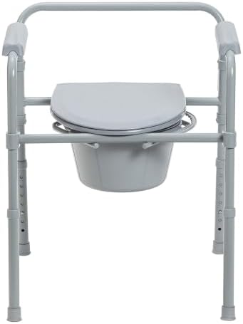 McKesson Folding Commode Chair with 7.5 qt Bucket, 13 1/2 in, 1 ct | Seat Width, Adjustable Height