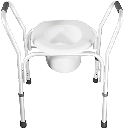 PCP Raised Toilet Seat and Safety Frame, Pre-Assembled Tool Free, Secure Adjustable Height, Made in USA, Regular