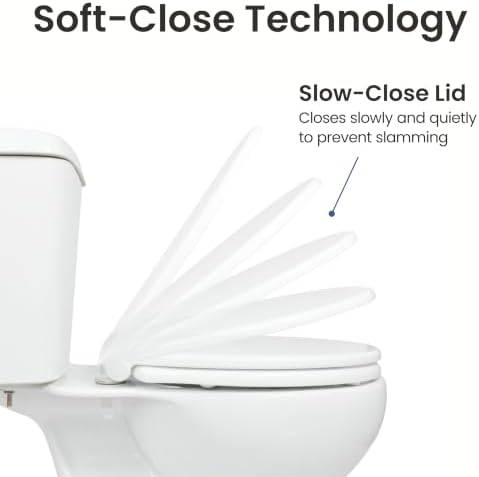LUXE TS1008E Slow Close Elongated Comfort Fit Toilet Seat, White