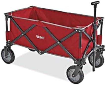 Uline Foldable Utility Wagon Red with Wheels and Handle Storage Bag