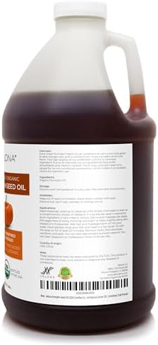velona Pumpkin Seed Oil USDA Certified Organic - 64 Fl Oz | 100% Pure and Natural Carrier Oil | Unrefined, Cold Pressed | Cooking, Face, Hair