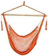 Bliss Hammocks BHC-412NT Island Rope Hammock Chair, Eco Friendly & Hand Woven, Varnish Coated 40 Inch Wood Spreader, Easy to Hang w/Included Hanging Kit, Supports up to 265 pounds, Natural Rope