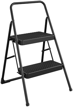 Cosco Lightweight Two Step House Step Stool for Easy Reaching and Cleaning - Non-Marring Leg Tips, Slip Resistant Steps, Stable Rear Leg Support