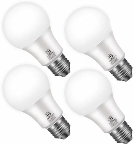 Energetic 4-Pack Dusk to Dawn LED Outdoor Light Bulb, 60 Watt Equivalent(6W), 800LM, Warm White 3000K, E26 Base