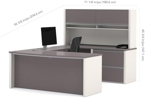 BESTAR Connexion U-Shaped Workstation with Two Oversized Pedestals, Slate/Sandstone | With Two Oversized Pedestals