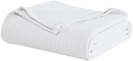 Grand Hotel Lightweight Full/Queen Blanket, 100% Cotton, Pearl Blue | All-natural yarn-dyed mercerized cotton is exceptionally durable, breathable and soft