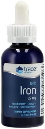 Trace Minerals Iron Liquid Supplement, 22 mg Ferrous Sulfate, 1.9 fl oz | Gentle on the stomach, High-absorption ionic form