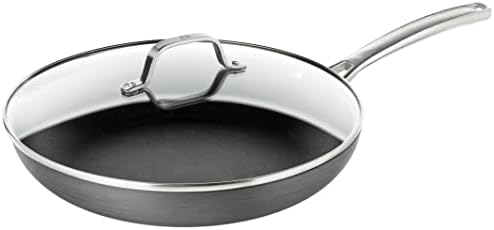 Calphalon Nonstick Frying Pan with Lid and Stay-Cool Handles, Dishwasher Safe, 12-Inch, Grey