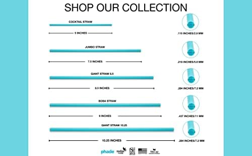 phade Phade 7.75 inch Jumbo Compostable Biodegradable Eco Straws,375 Count,Individually Wrapped,For Cold Drinks Only