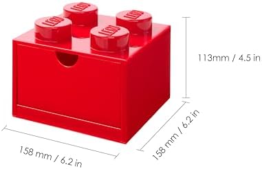 LEGO Stackable Desk Drawer RED with 8 Knobs - Plastic Storage Box for LEGO, Toys, Desk Drawers, Office Supplies, and Stackable Storage, Home Decoration