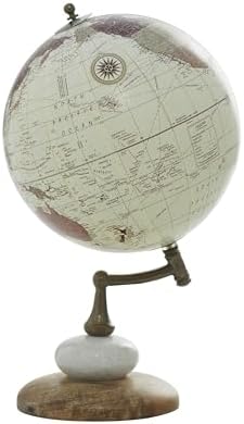 Deco 79 Contemporary Mango Wood Globe Globe, 8" x 8" x 14", Cream