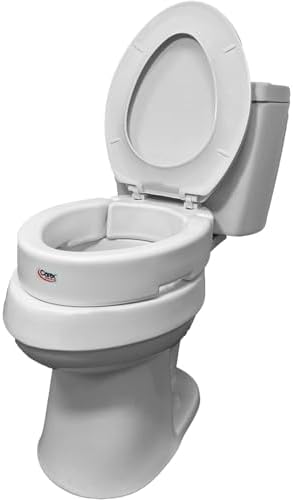 Carex Hinged Round Raised Toilet Seat Riser, Adds 3.5 Inches of Height, 300 lbs Capacity, Elevating and Raising Seat for Elderly and Handicap, Universal, Slip-Resistant, White.