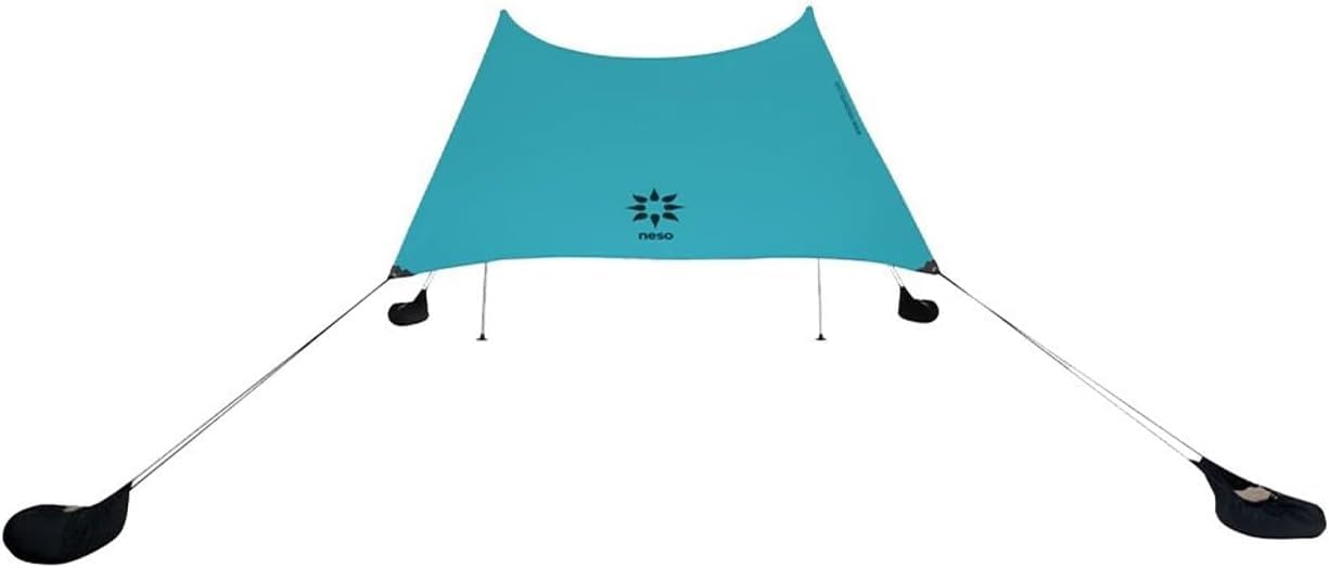 Neso Portable Beach Tent Sun Shelter with Sand Anchor - Lightweight Beach Shade Canopy - Easy Setup for Family Outings - Patented Reinforced Corners - UPF 50+ Sun Protection - 7 x 7ft - White