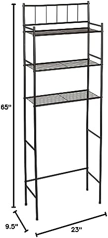 Honey-Can-Do 3-Tier Metal Bathroom Shelf Space Saver, Over The Toilet Storage Rack Organizer, Adjustable Chrome Wire Shelving Unit for Towels & Toiletries, 9.5 x 23 x 60 in