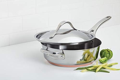 Anolon Nouvelle Stainless Steel Cookware Pots and Pans Set, 10 Piece | Stainless Steel Cookware Set with Lids, Oven Safe to 500°F, Durable Everyday Cooking, Dishwasher Safe