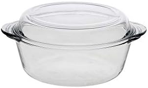 Glass Casserole with Lid- Round Baking Dish, Oven Safe Bakeware, 71 oz