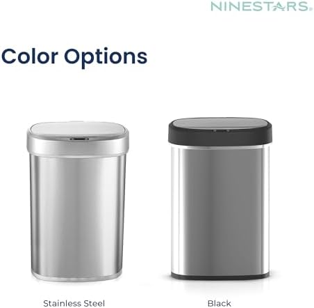 Ninestars 13 Gallon Oval Automatic Trash Can, 50L Touchless Motion Sensor Kitchen Garbage Can with Odor-Sealing Lid, Silver Stainless Steel