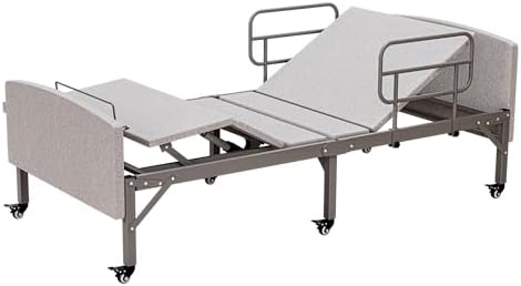 Adjustable Hospital Bed for Home Use with Hospital Mattress | Wooden Bed Deck, Headboard & Footboard, Wireless Remote, Mobility Support, Locking Casters,750 LBS Capacity