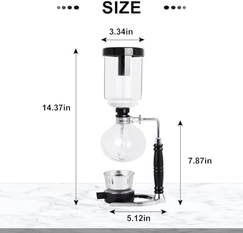 YUCHENGTECH Syphon Coffee Maker Tabletop Glass Siphon Pot Glass Technica Siphon Vacuum Coffee Maker(3 Cups(360ml))
