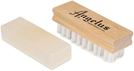Angelus Suede & Nubuck Cleaner Kit - 1 Cleaning Eraser Block and 1 Nylon Bristle Brush - Eliminates Stains, Removes Spots