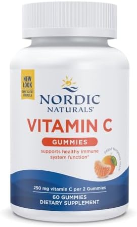 Nordic Naturals Vitamin C Gummies, 250mg Vegan, Tart Tangerine - 60 Count | Supports immune health, antioxidant protection, child growth & development. Tart tangerine flavor gummies for kids & adults