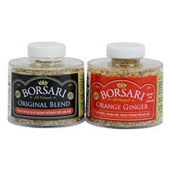 Borsari Seasoned Salt Combo - Multi-Use All Purpose Original and Orange Ginger Seasonings - Gourmet Sea Salt Blends With Herbs and Spices - Set of 2, 4 oz Shaker Bottles