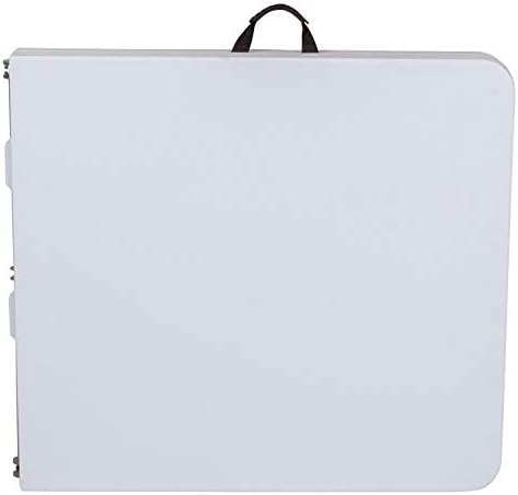 BizChair 5-Foot Height Adjustable Bi-Fold Granite White Plastic Banquet and Event Folding Table with Carrying Handle