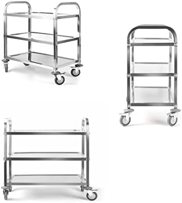 Nisorpa 3 Tier Kitchen Rolling Cart, Stainless Steel, L30 x W16 x H33 Inch