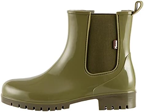 planone Cute Short Rain Boots for Women, Waterproof Chelsea Ankle Boots