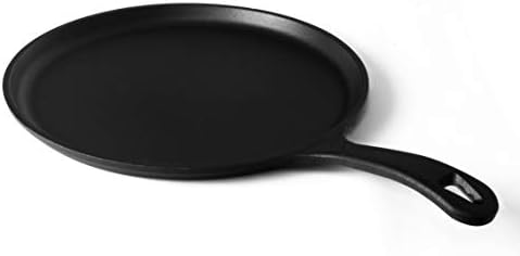 Commercial CHEF 10.5-Inch Cast Iron Round Griddle, Pre-Seasoned, CHFL911